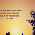 WISDOM COMES FROM LEARNING WITH THE HELP OF YOUR OWN INTELLIGENCE. 