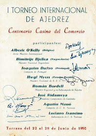 Programa con las firmas de los jugadores del I Torneo Internacional de Terrassa 1960