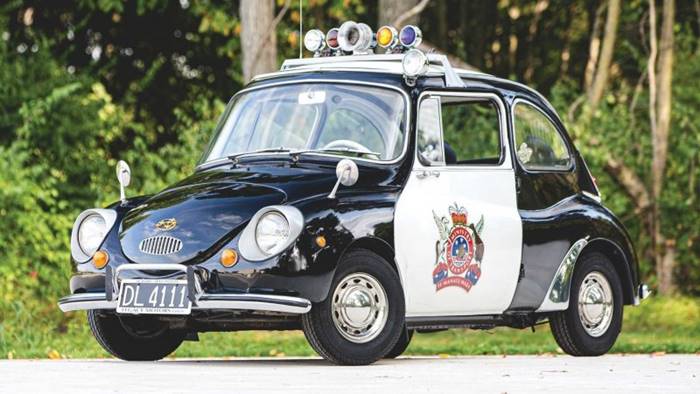 Subaru 360 With only 25 horsepower and less than 500 KG, The world's smallest police car goes to auction.