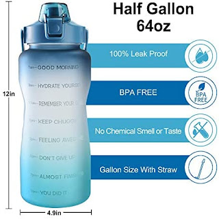 9.64oz Leakproof Free Drinking Water Bottle with Motivational Time Marker BPA Free for Fitness, Gym and Outdoor Sports (Navy/Green Gradient)
