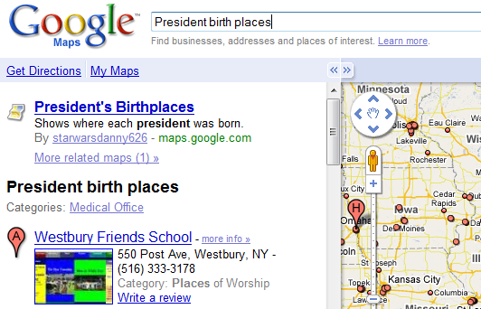 Until recently, Google Maps only pointed to items from custom maps and 