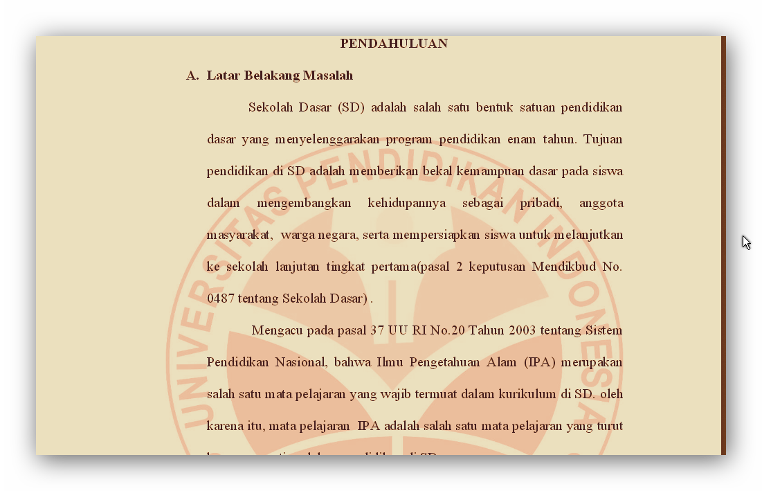 Contoh Skripsi PGSD  INFORMASI PENDIDIKAN