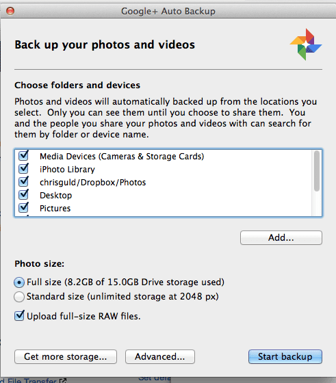Google auto backup