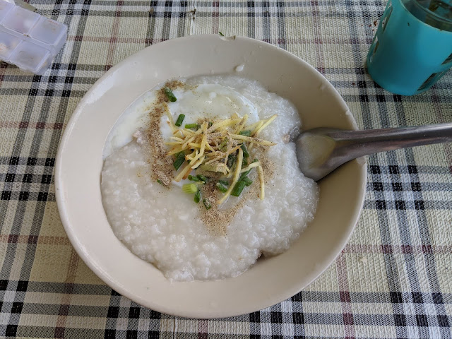 Congee with pork and egg