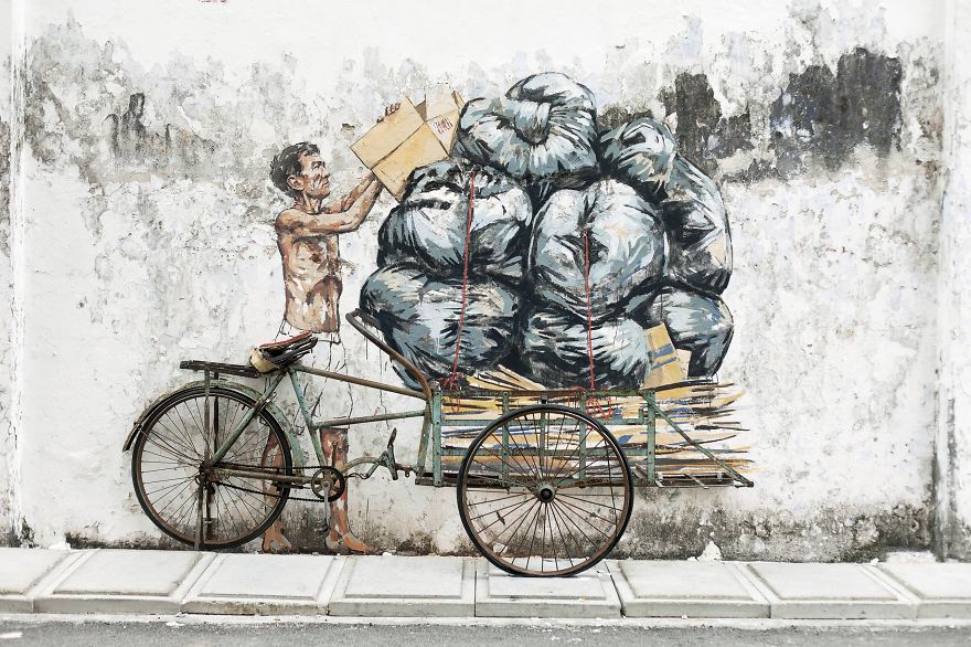 These 30+ Street Art Images Testify Uncomfortable Truths - Consumerism And Delivering Trash