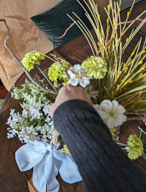 Early Spring Flower Basket with Thrift Store Finds