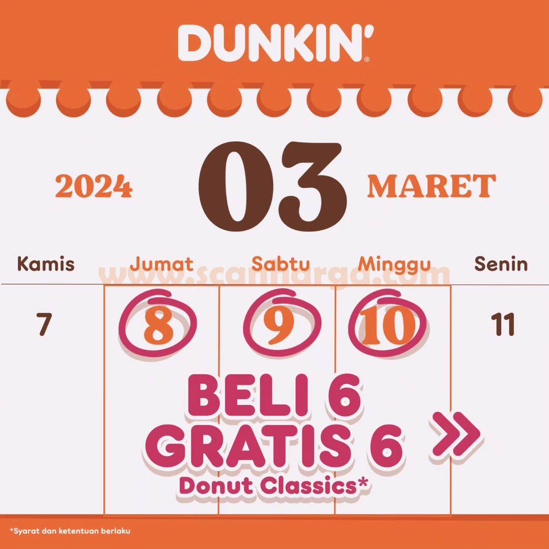 Promo Dunkin Donuts 8 - 10 Maret 2024