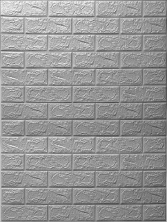 3D Brick Pattern Wall Sticker Self-Adhesive Panel Waterproof For Living Room Wallpaper, Home And Decoration Size 70cm X 1m 3D - COLOR: Silver