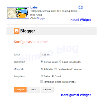 Konfigurasi Widget Label Cloud Blogger