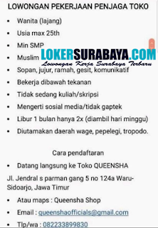 Lowongan Kerja Sidoarjo di Toko Queensha Juni 2020