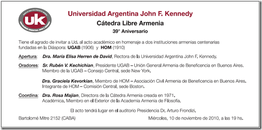 ACTO ARMENIO UNIVERSIDAD KENNEDY