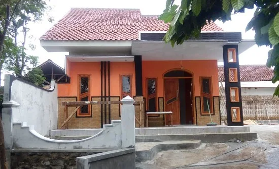 rumah minimalis kombinasi warna orange soft dan orange muda
