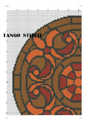 Stained glass mandala ornament cross stitch pattern - Tango Stitch