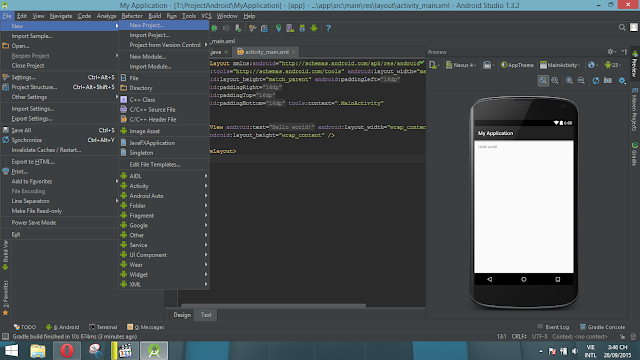 Tạo project mới trong Android Studio