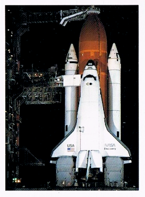 The Space Shuttle Collection Mini Pictures - NASA's orbiter Discovery is poised atop Pad A at complex 39.