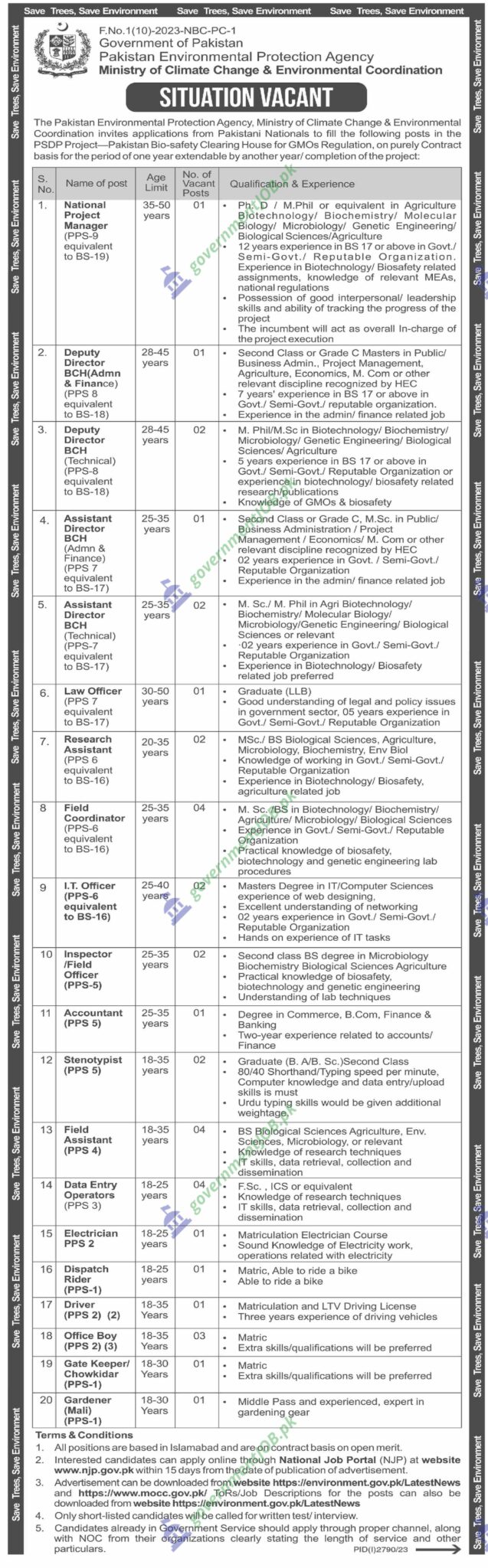Ministry of Climate Change Jobs 2023 Online Apply