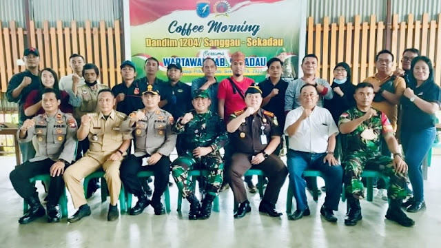 Dandim, Kapolres dan Kajari Sekadau Coffee Morning Bareng Wartawan