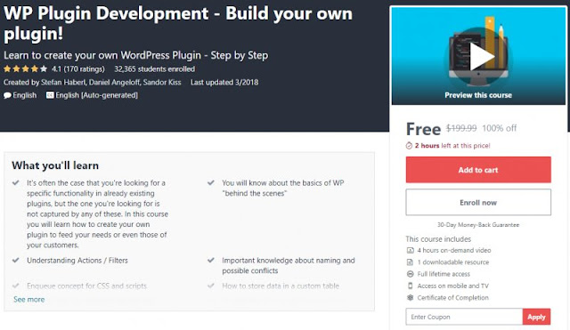 [100% Off] WP Plugin Development - Build your own plugin!| Worth 199,99$