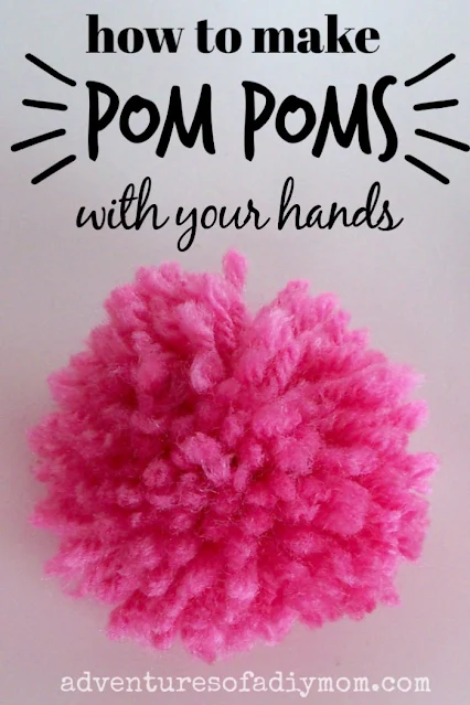 yarn pom pom with text overlay