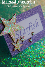 Mermaid Under The Sea Birthday Party Food Label Tent Cards and Wooden Stars -TheIcedSugarCookie.com DIYBirthdayBlog.com