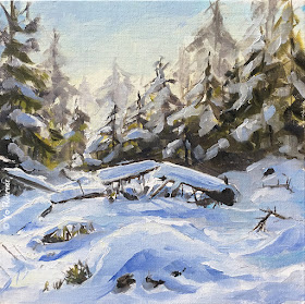 snowpainting, Taunus, oilpainting, pleinairpainting