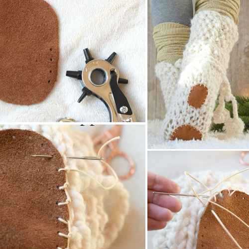 How to add soles to knit or crochet slippers