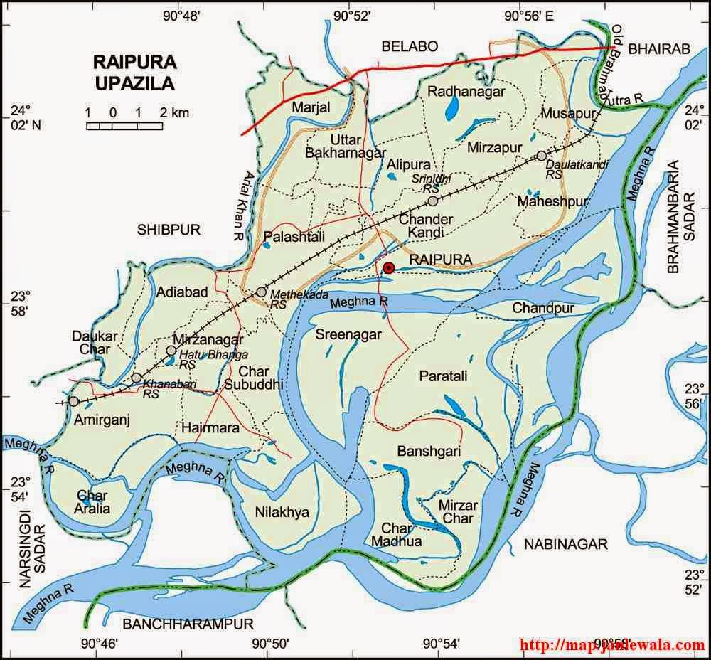 raipura upazila map of bangladesh