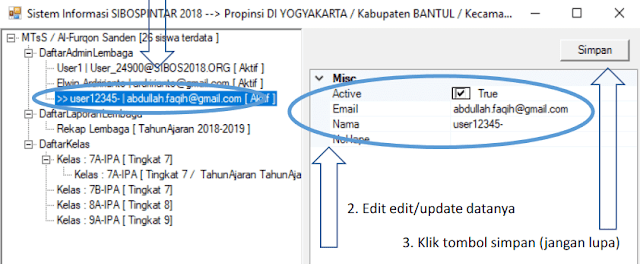 mengubah data admin sibos pintar