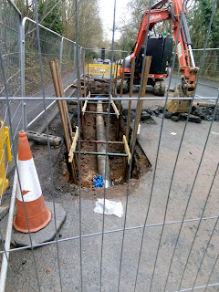 Road works at Heol Miskin