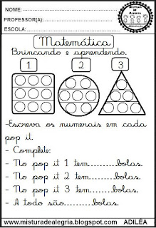 Atividades de matemática 1 ano fundamental, pop it