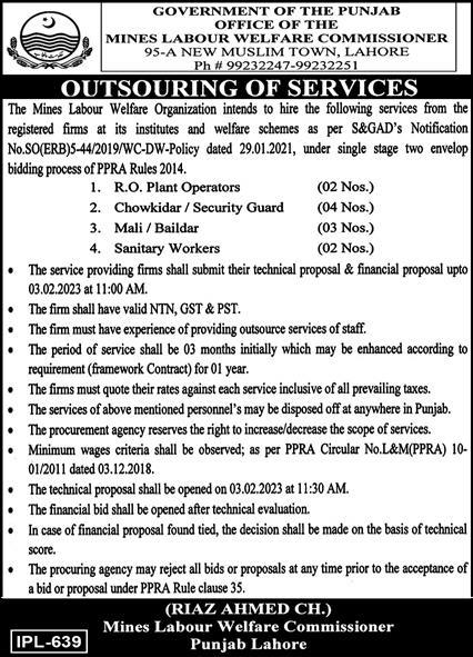 Latest Mines Labour Welfare Organization Management Posts Lahore 2023