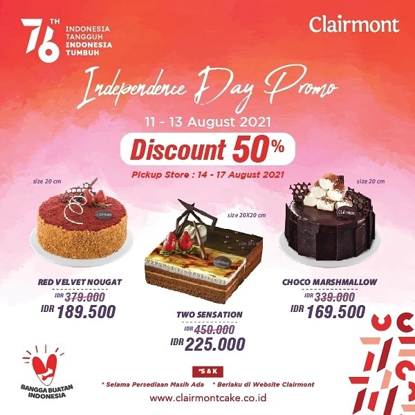 Clairmont Promo INDEPENDENCE DAY Diskon 50%