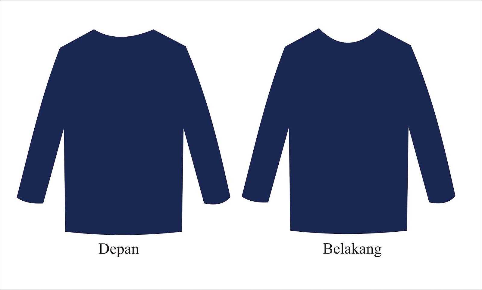 Desain Kaos Polos Biru Dongker Depan Belakang Vektor 
