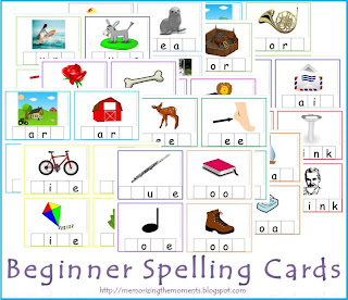 Free Beginner Spelling Cards for hands on phonics practice