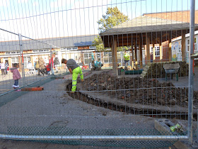 wooden shelter and play area in school playground meon school milton portsmouth