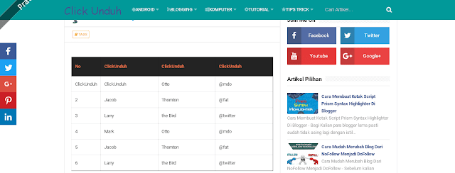 Cara Mudah Membuat Tabel Keren Di Postingan Blog  