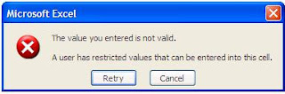 Excel 2003 Data Validation Error Message