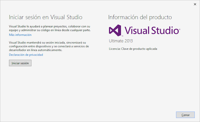 Serial de Activación Visual Studio Ultimate 2013