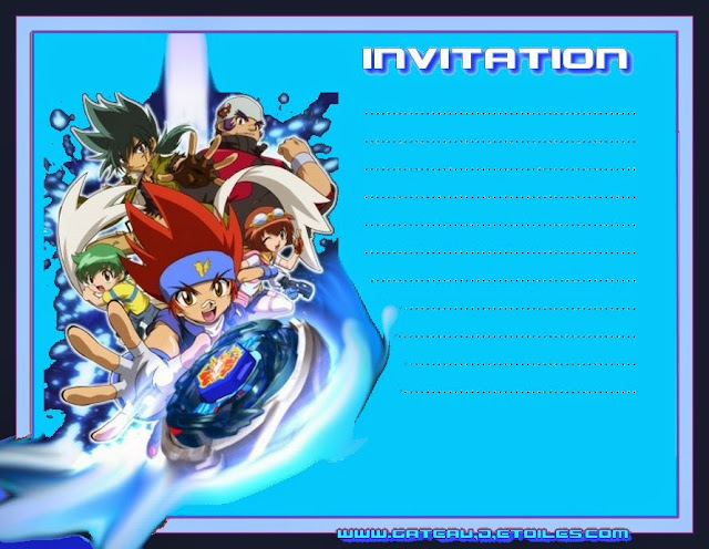 Para hacer Invitaciones o Tarjetas de Beyblade para Imprimir Gratis.