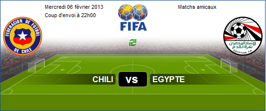 Matchs amicaux : Suivez le match Chili vs Egypte en direct (résumé, score et buts) Le 06/02/2013 