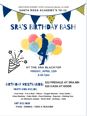Santa Rosa Academy schedules Birthday Bash for April 12