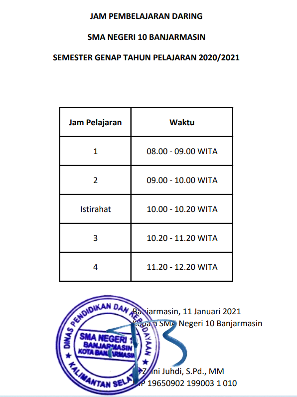 Jam Pembelajaran Daring