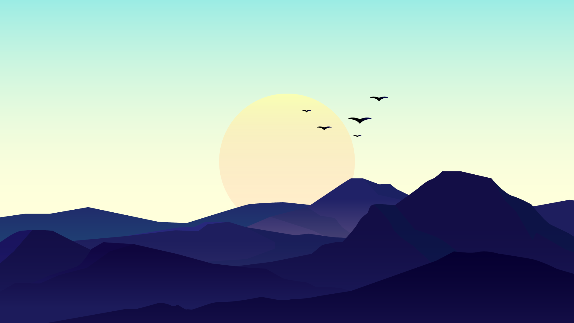 4K Minimalist Pc Wallpaper: Beautiful Sunset with Birds Flying