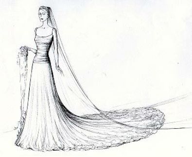 kate middleton wedding dress sketch. kate middleton wedding gown