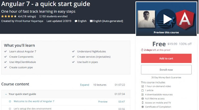 [100% Off] Angular 7 - a quick start guide| Worth 19,99$
