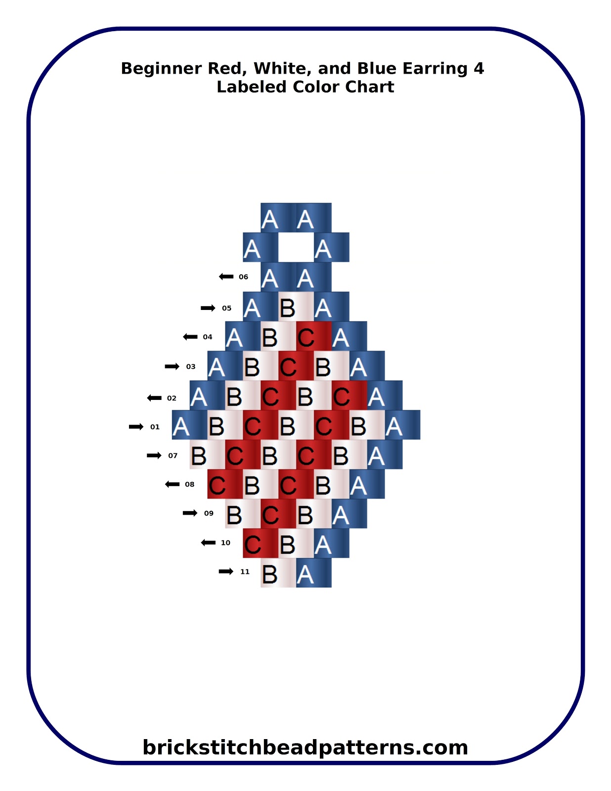 Download Brick Stitch Bead Patterns Journal: Beginner Red, White, and Blue Patriotic Earring 4 Free Brick ...