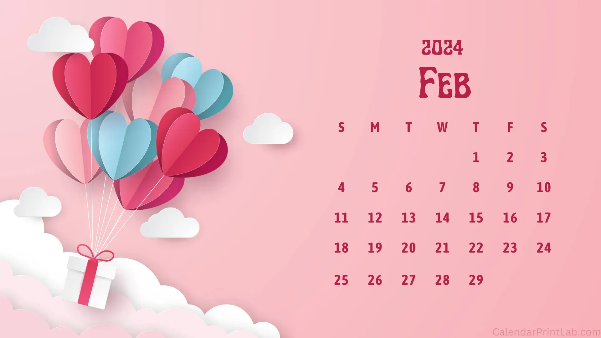 February 2024 Romantic Wallpaper