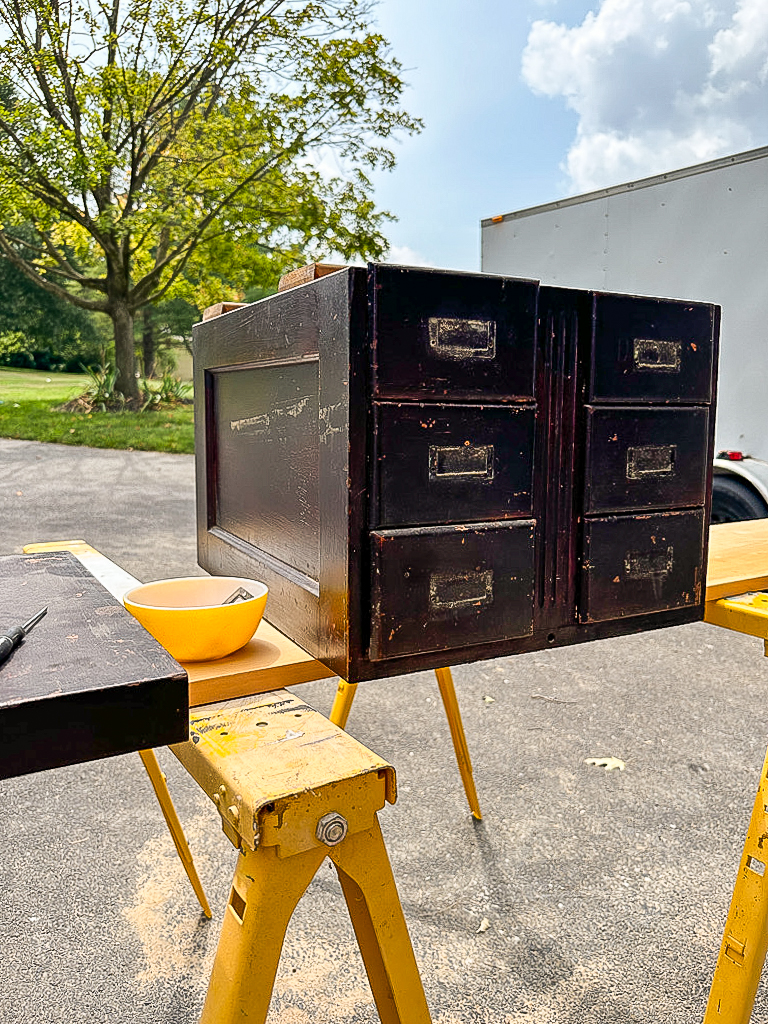 Removing hardware from oak card catalog