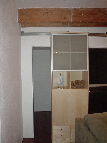 bookcase sliding door open