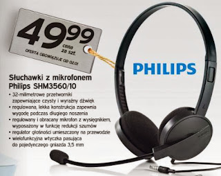 Słuchawki z mikrofonem Philips SHM3560/10 z Biedronki ulotka